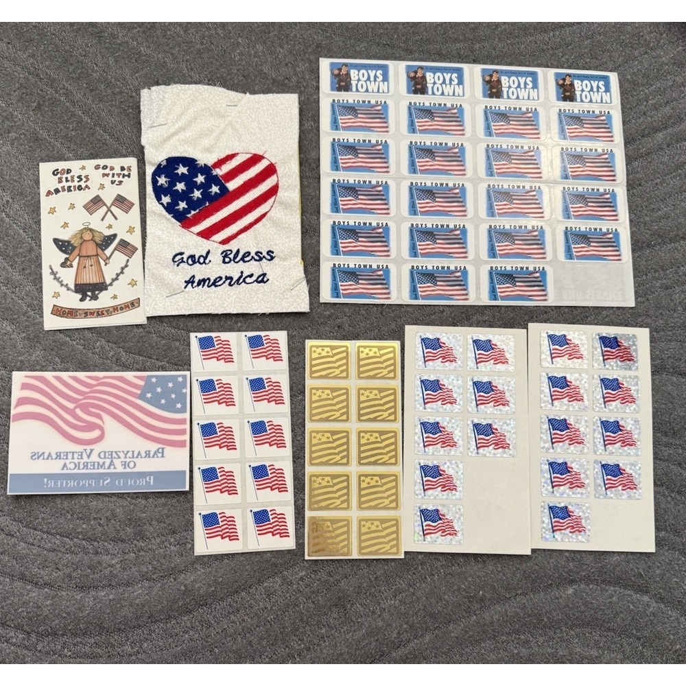 VTG USA America Stickers Mixed Lot Boys Town Patriotic Embroidery